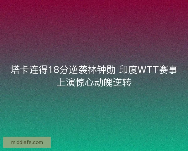 塔卡连得18分逆袭林钟勋 印度WTT赛事上演惊心动魄逆转