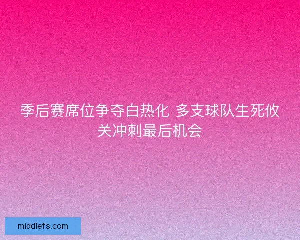 季后赛席位争夺白热化 多支球队生死攸关冲刺最后机会
