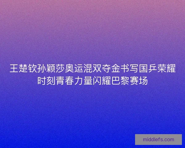 王楚钦孙颖莎奥运混双夺金书写国乒荣耀时刻青春力量闪耀巴黎赛场
