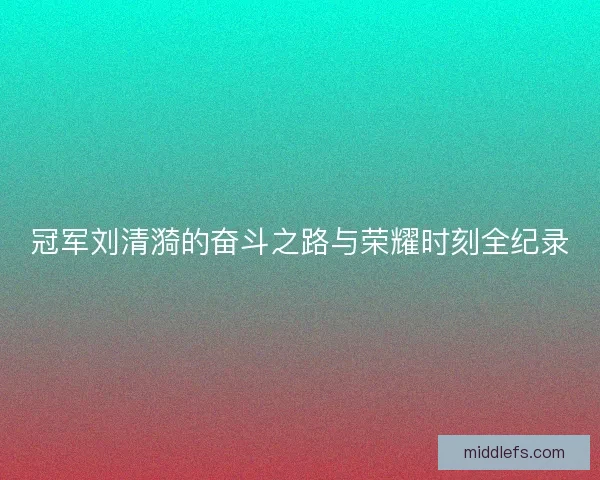 冠军刘清漪的奋斗之路与荣耀时刻全纪录